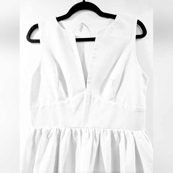 Lulu's White Plunge Neckline Skater Mini Dress - Picture 5 of 9